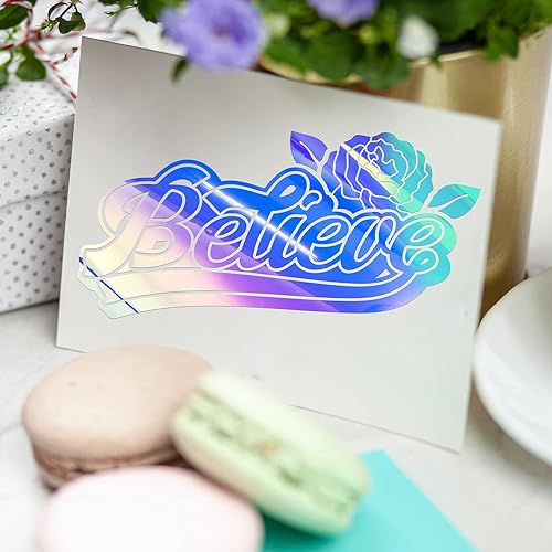 Miniatura 4 de GIRAFVYINL - Rollo de vinilo adhesivo permanente de ópalo holográfico azul de 12 pulgadas x 10 pies para cricut, decoración del hogar y el