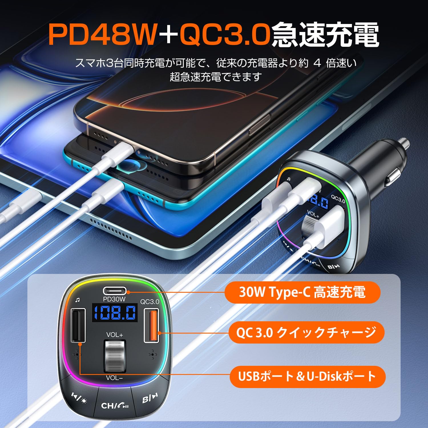 Amazon.co.jp: 【2026新登場】FMトランスミッター Bluetooth 5.3