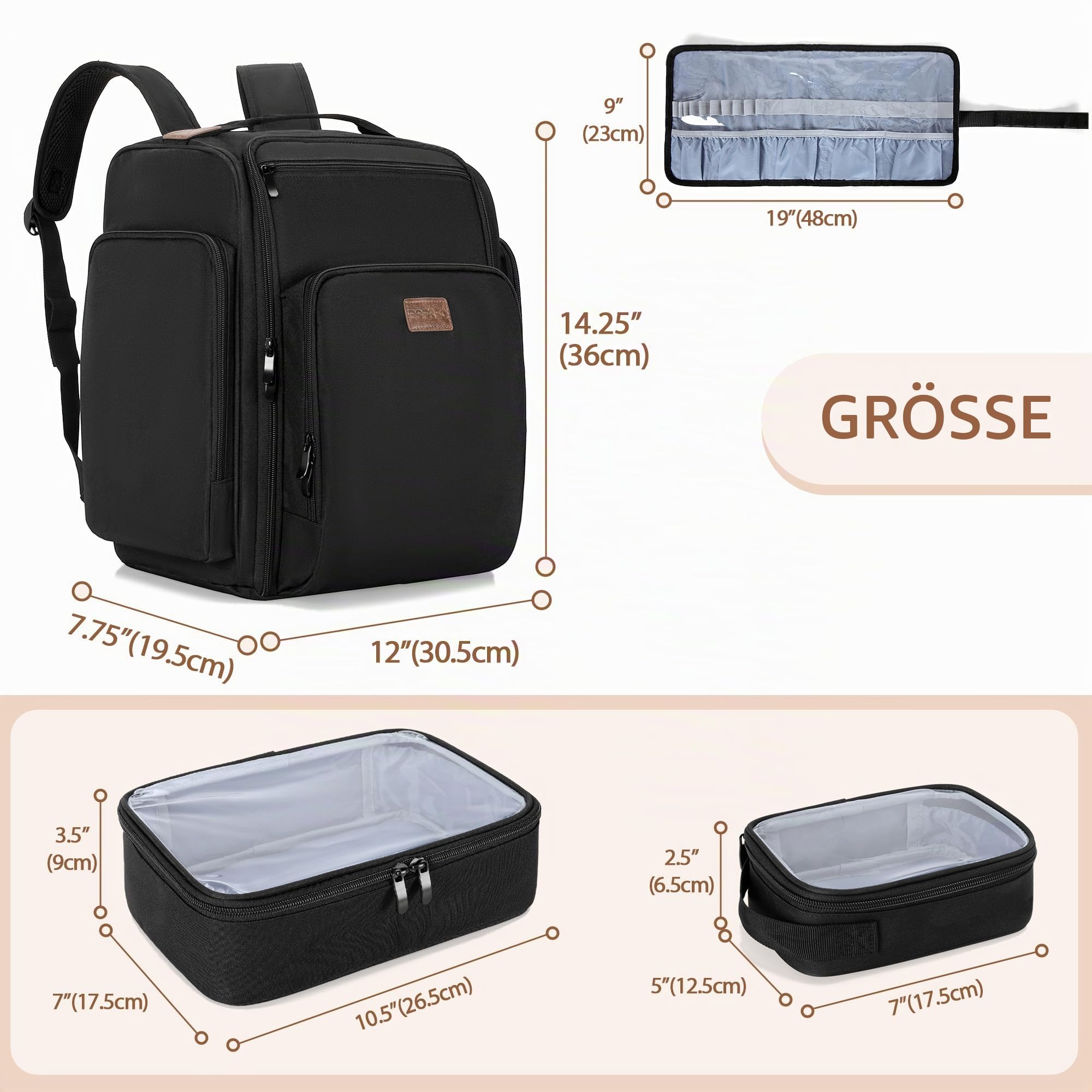 BAFASO Kosmetik Rucksack, Kosmetikkoffer Rucksack Groß | Kulturtasche Damen, Kosmetiktasche Damen & Herren, Kosmetik Organizer Tasche für Make up, Make up Rucksack, Schwarz