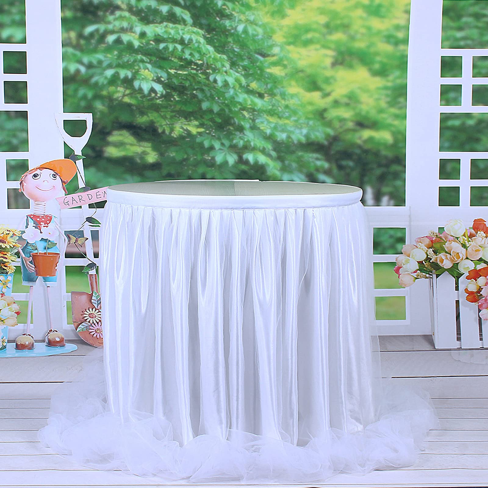 Tulle Gonna da Tavolo Copertina per Doccia per Bambini Matrimonio Parti Decorazione Bianco,14 FT (L427cm×H77cm)