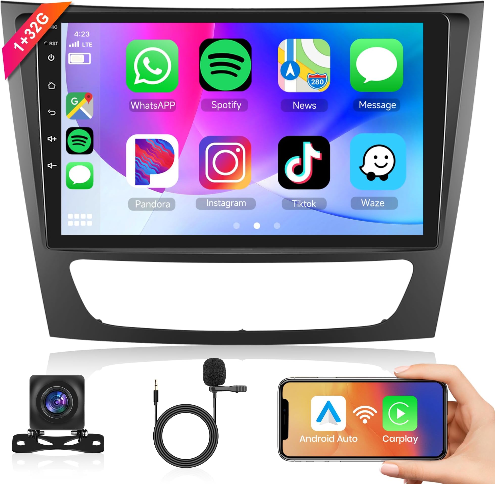 Mercedes SLK : Écran QLED GPS Autoradio CarPlay Android 14