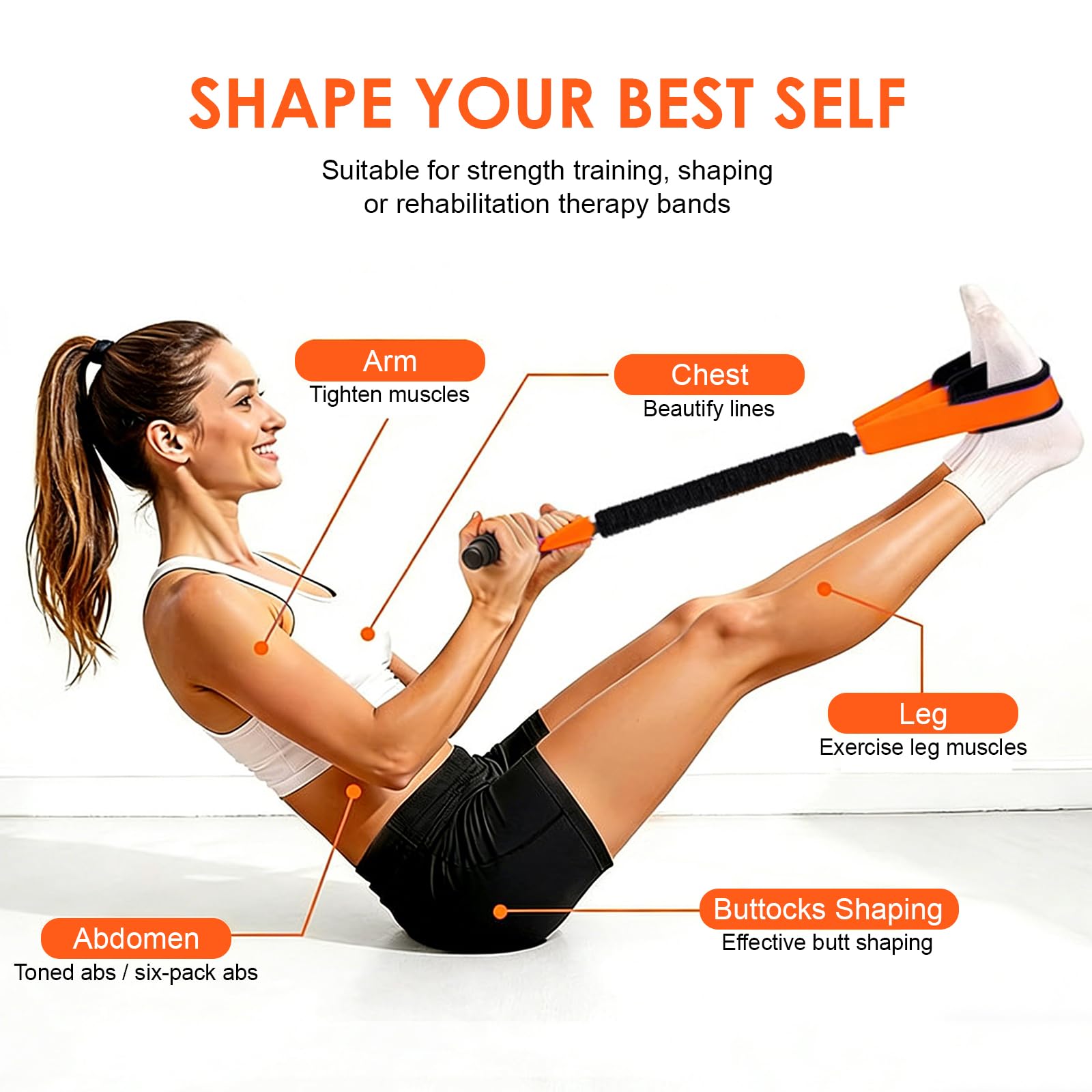 Fascia di Resistenza a Pedale con Maniglie, Fasce Elastiche Fitness, Elastici Fitness, Resistance Bands, con Pedale Antiscivolo e Tubo in Lattice, per Casa, Palestra e Allenamento Completo
