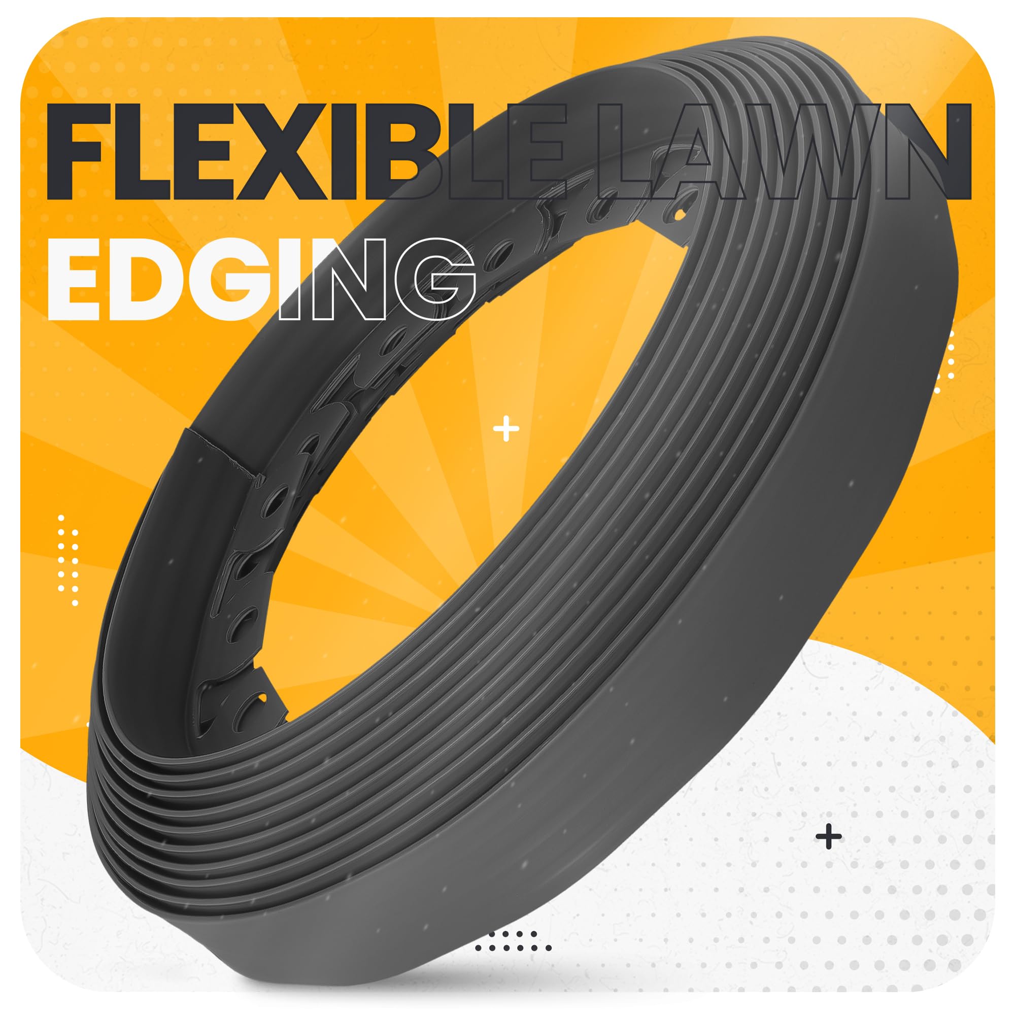 Instalguru Borde Césped Jardín 50 m 50 mm Delimitador Flexible Palisada 100x Estacas Anclaje Suelo Clavos Fijación 18 cm Negro Separador Macizo Sendero