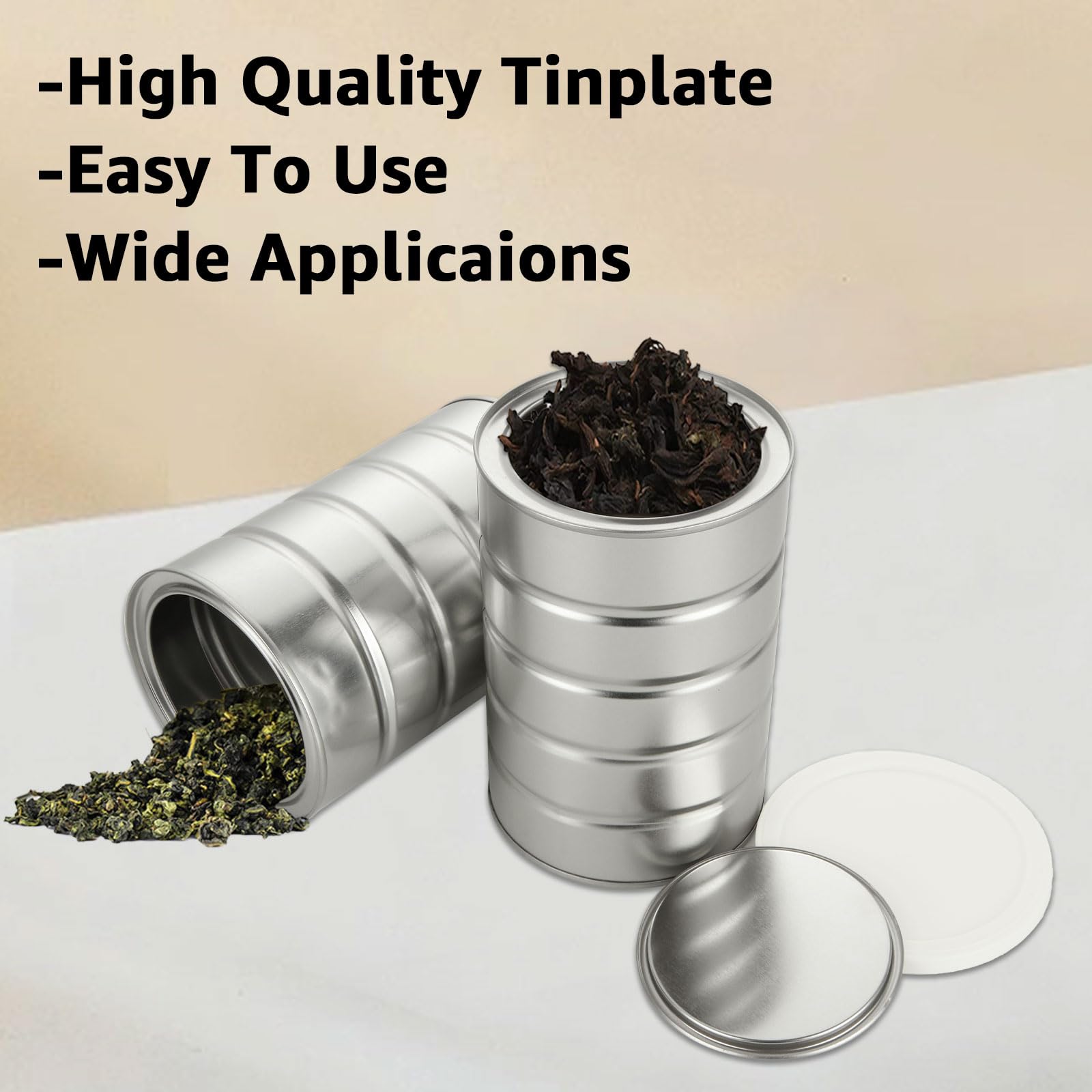 QTLCOHD 6 Pcs Empty Coffee Cans Metal Tin Cans with Lids for Crafts Baking Kitchen Storage Tea Coffee Sugar Storage Packaging - Image 3