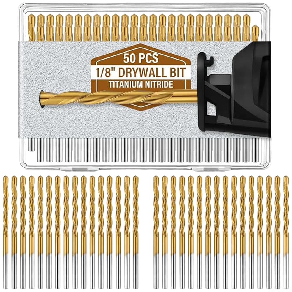 Juego 50 Brocas 1/8 Pulgada para titanio para Madera Juego 50(Golden Color)