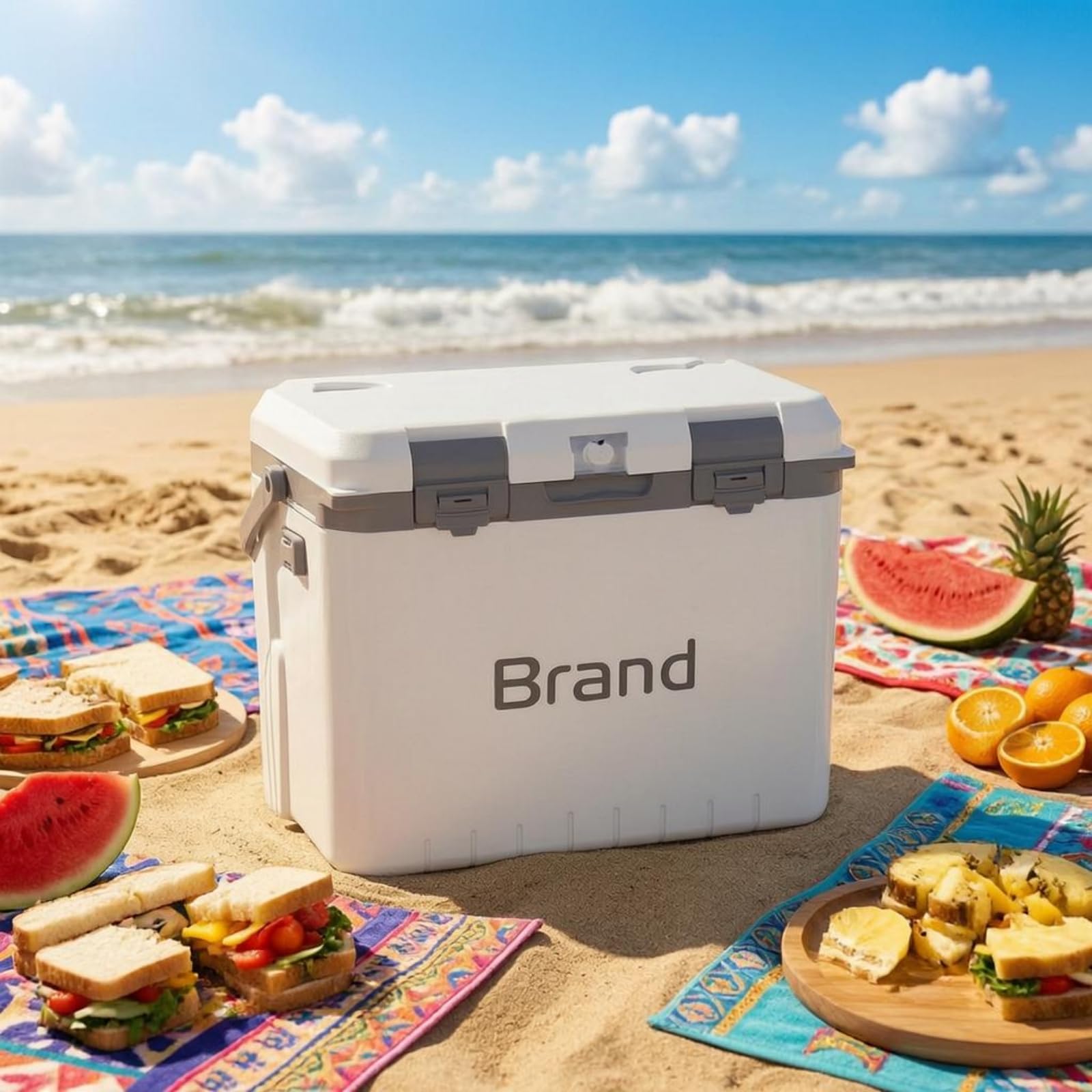 Milageto Glacière Isotherme Conteneur de Transport Coffre à Glace Boîte Thermique Rigide Rectangulaire avec Poignée Couvercle à Charnières Verrouillage et