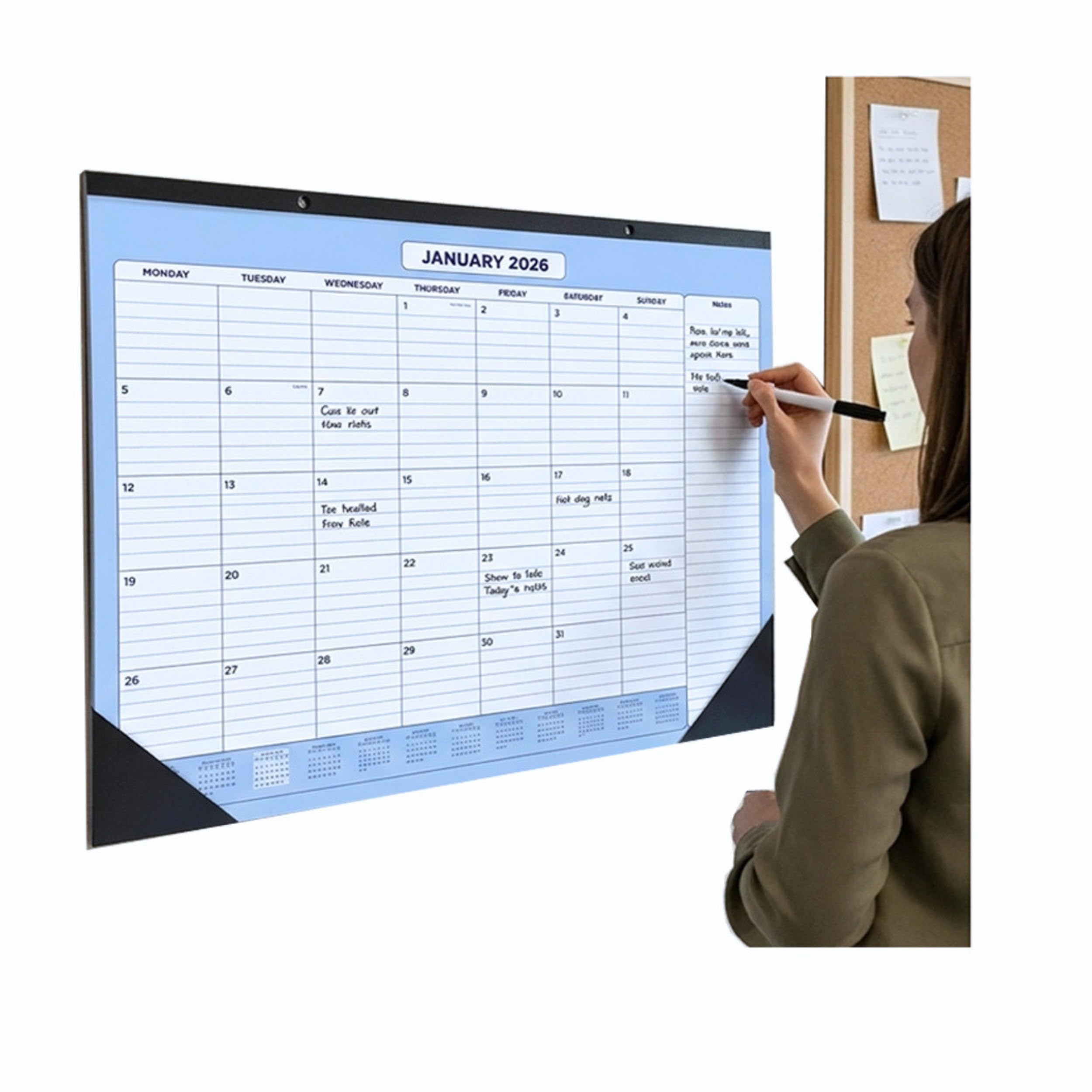 A3 Large Monthly Planner Pad 2026 Monthly Desk Calendar Pad October 2025 untill December 2026 – One Month Per Page with Notes Section – 32.5cm x 42.5cm – Home Office & School Planner