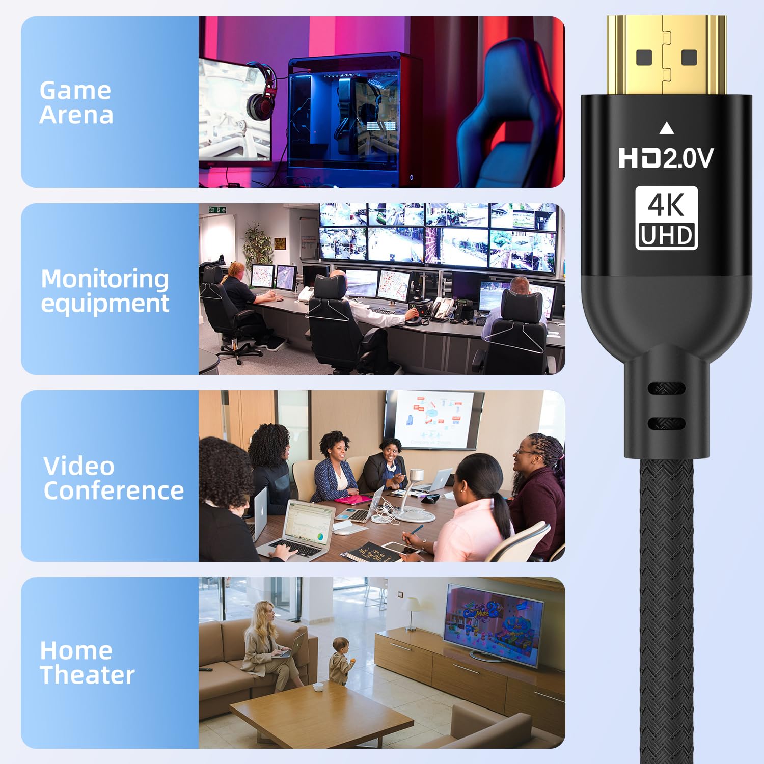 Diyanisly Câble HDMI 4K 15M, Câble HDMI 2.1 Haute Vitesse, Tressé, Prend en Charge 4K@60Hz 2K@120Hz, HDR HD TV Moniteur Ordinateur Portable Xbox PS4 PS5,etc.HD