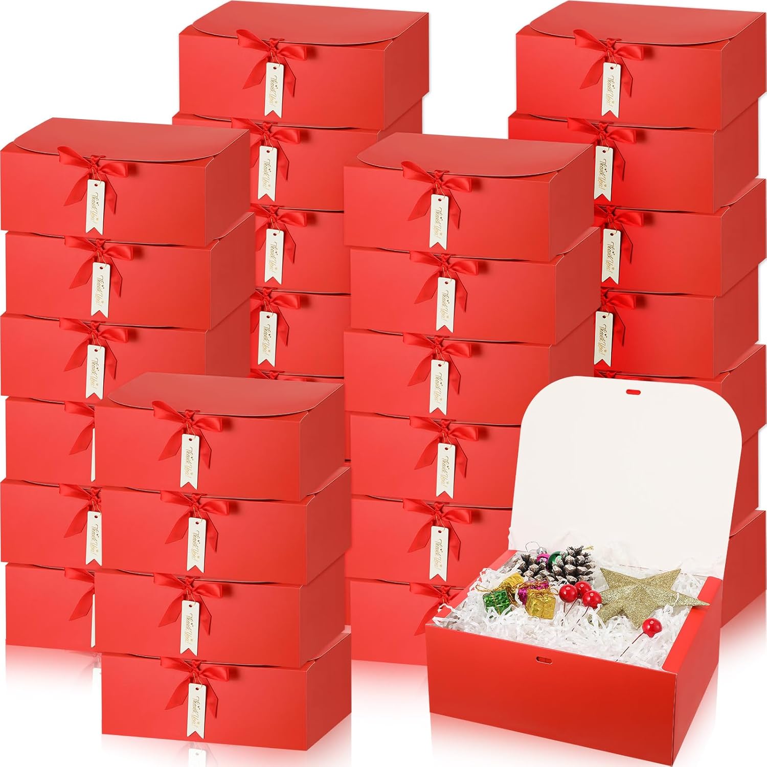 Maxcheck 36 Set Gold Boxes for Bridesmaid Proposal Gold Gift Boxes with Lids 10 x 8 x 4 Inch with Ribbon Thank You Tag and Pin for Wedding Favors Valentine's Day Birthday Party Packaging Present