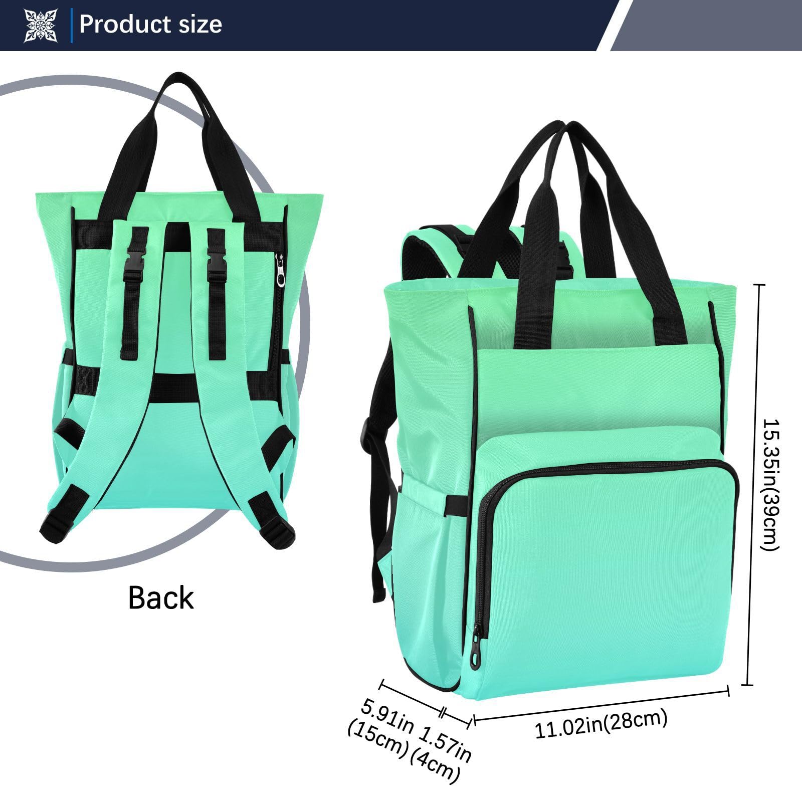 Bolsas de pañales grandes unisex para viajes, color verde degradado