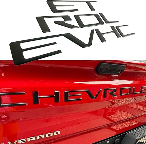 Letras de inserción para portón trasero compatibles con Chevy Silverado 2019, 2020, 2021, 2022, 2023, emblemas 3D con adhesivo fuerte 3-M negro mate
