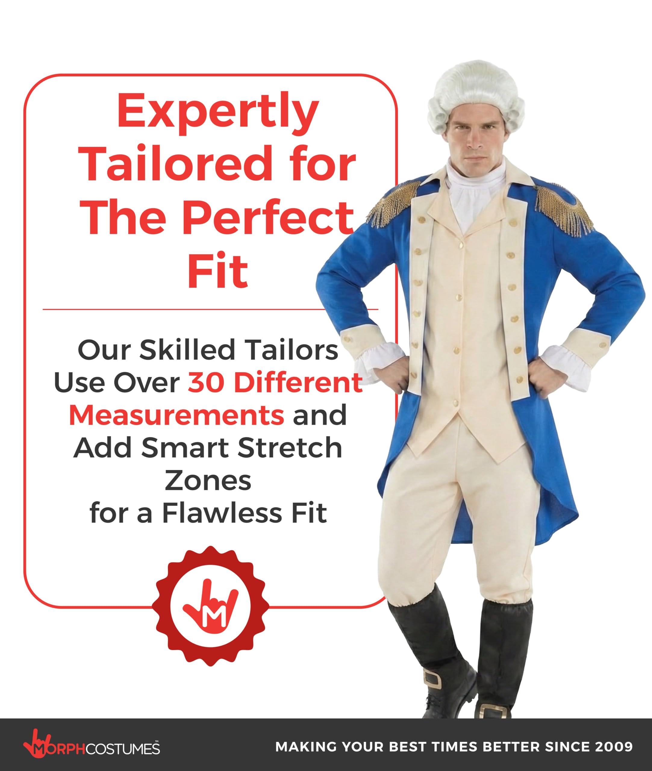 Morph George Washington Kostüm, George Kostüm, Präsident Kostüm, Karneval Kostüm Herren
