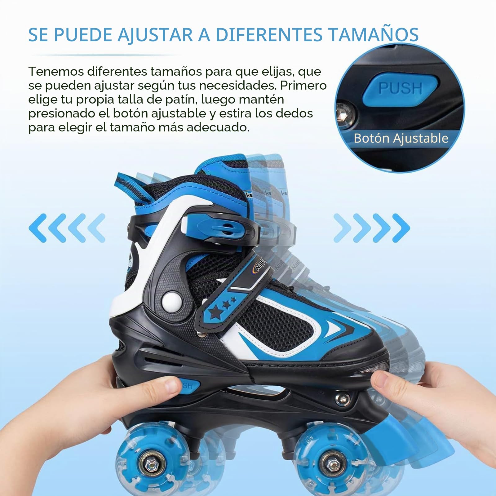 Nattork Patines para niños y niñas, 4 tamaños de Patines Ajustables con Todas Las Ruedas iluminadas, protección Completa para niños en Interiores y Exteriores