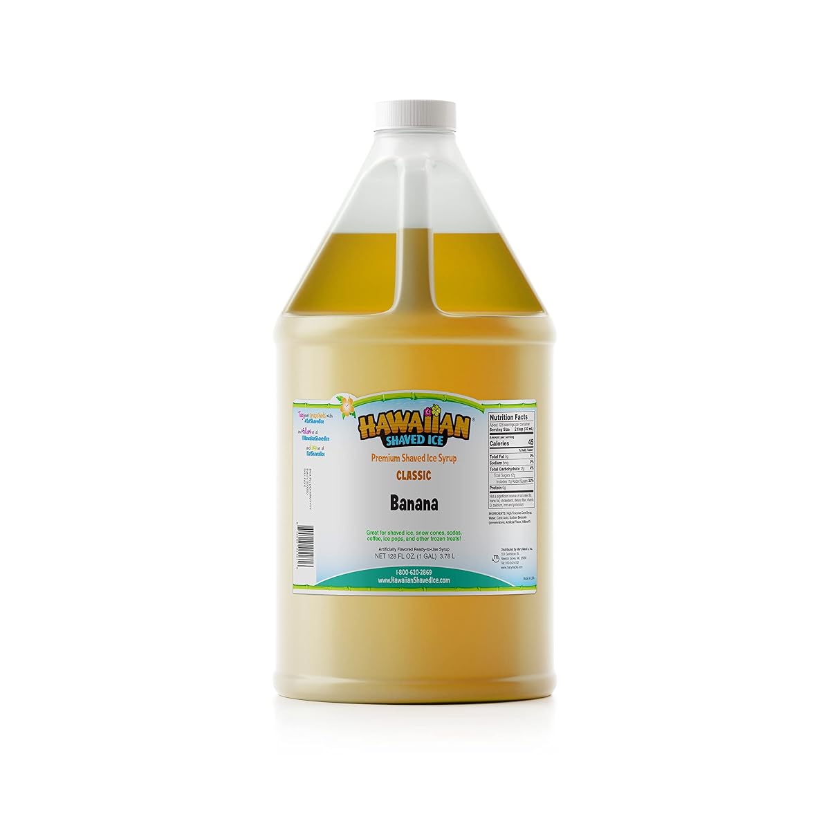 Hawaiian Shaved Ice Syrup, Banana Flavor, 128 Fl Oz