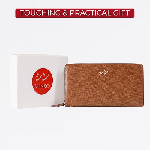 Miniatura 5 de SHINKO Cartera de cuero para mujer, tarjetero de cuero liso, cartera de mano para mujer, tarjetero de cuero con pulsera, Café mate, Versátil