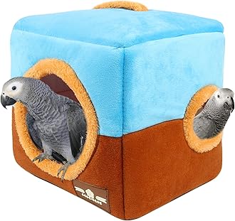 GINDOOR Large Size Parrot Nest House - Winter Warm Bird Snuggle Hut Hanging Birds House Cage Hideaway Cave Bed for Large Birds Amazon Parrots African Grey Cockatoos Macaws