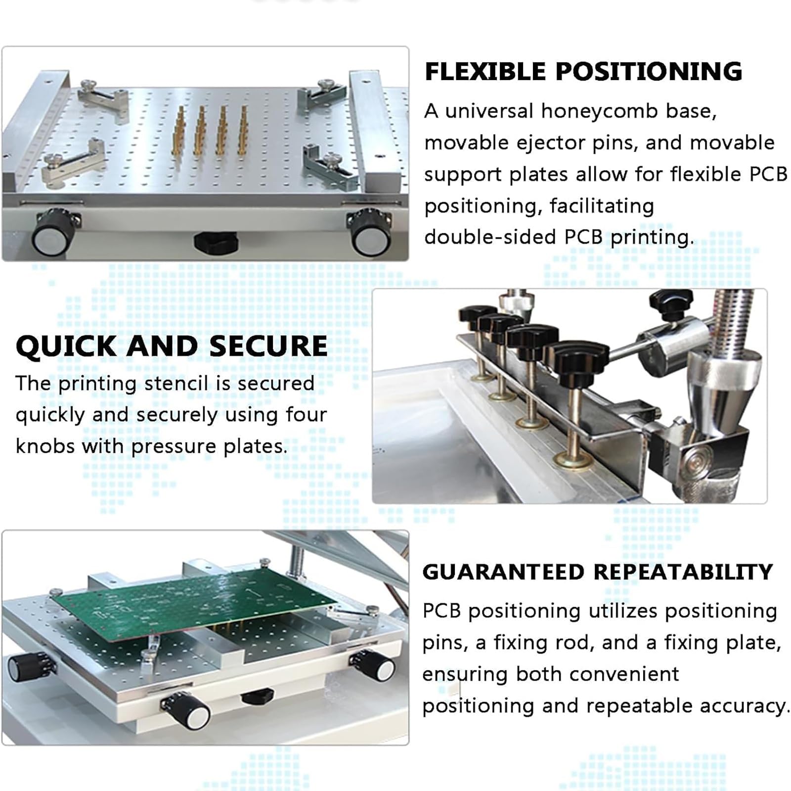 Impresora manual de pasta de soldadura, estación de serigrafía de alta precisión para ensamblaje de componentes electrónicos y procesamiento de placas de circuito en fabricación a pequeña escala