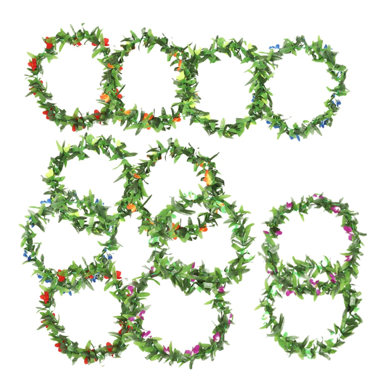 Healifty Collar de Leis Hawaianos Flores Tropicales y Hojas Verdes para Fiesta Verano, Decoración Ligera y Reutilizable Adecuado para Luau y Eventos de Verano