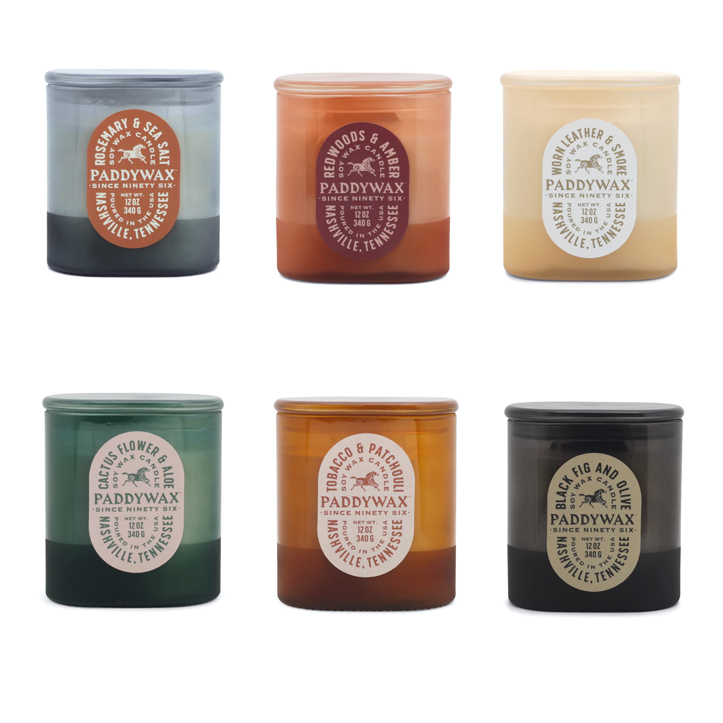 Paddywax Scented Candles Vista Collection Vintage Style Artisan Candle in Frosted Glass, 340g, Worn Leather & Smoke - Image 3