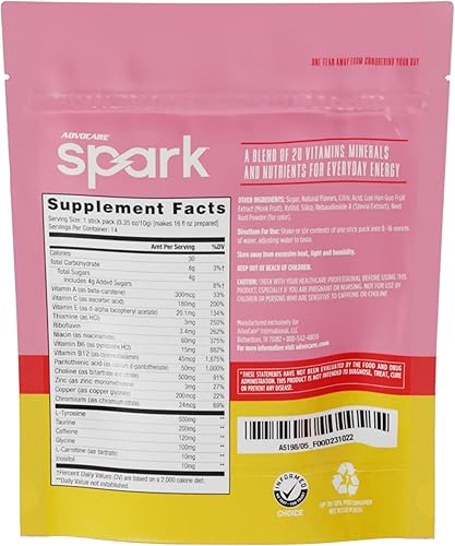 Miniatura 2 de AdvoCare Spark Suplemento de vitaminas y aminoácidos - Mezcla de bebida energética y concentrada con stevia - Limonada de frambuesa, paquete de 14