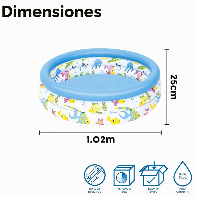 Foto 6 de 6 de BESTWAY 51008 - Piscina Hinchable Infantil Coral Ø102X25 cm