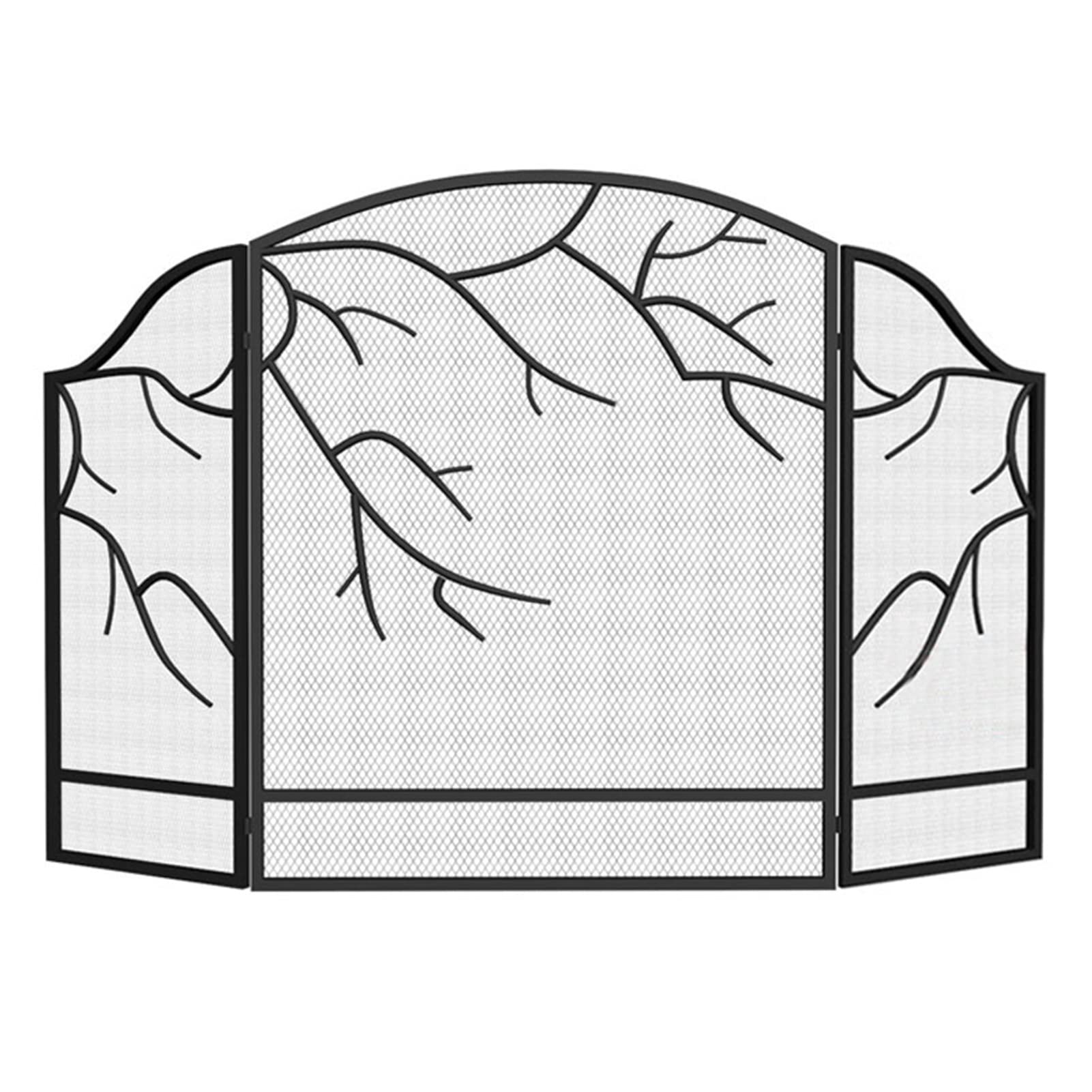 Feuerschutz, braun/schwarz, Feuerschutz für Kinder und Haustiere, 3-teilige Faltbare Kaminsimse 125 x 80 cm, Maschendrahtzaun für Holz-/Kohlefeuerung (Farbe: Schwarz) Comfortable Anniversary
