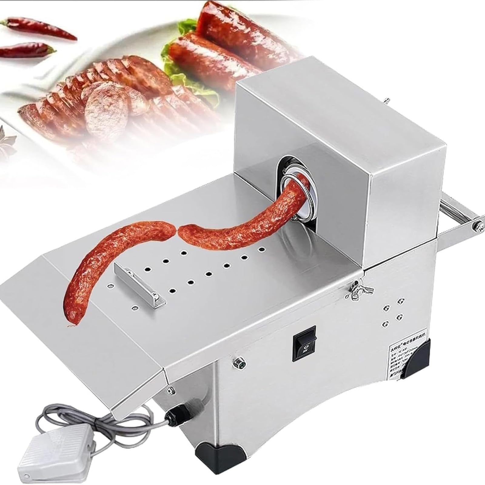 XNZJHPP Commercial Electric Sausage Knotting Machine - Automatic, Adjustable Length, 2 Modes, Includes 2 Spools & Lubricant - Ideals for Supermarkets & Butcher Shops