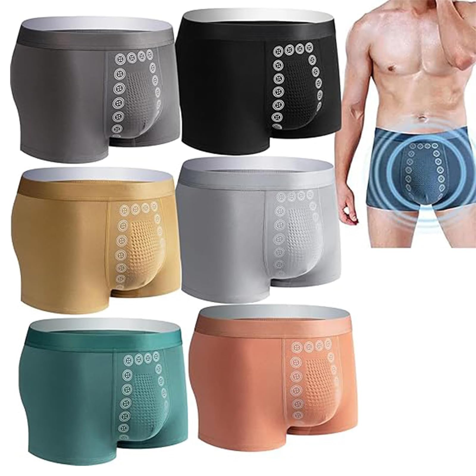 [6 Pack] Men's Energetic Massage Magnetic Therapy Underwear, Energy-Field-Therapy Men's Underwear