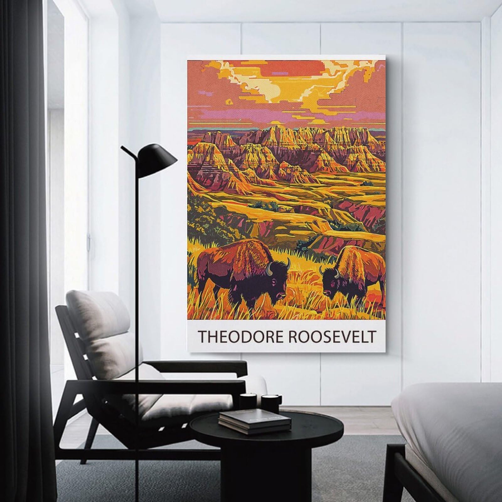Junmoney Theodore Roosevelt National Park Canvas Art Print, 20x30inch(50x75cm), for Hallway, Bedroom Or Modern Interiors, A Wall Art Gift for Fresh Interiors