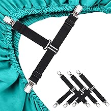 MENDENG Black Bed Sheet Fasteners 4 Pack Elastic Bed Sheet Holder Straps Adjustable Triangle Heavy Duty Gripper Holder Clip for Fitted Bed Sheets Mattress Pad Covers Sofa Cushion
