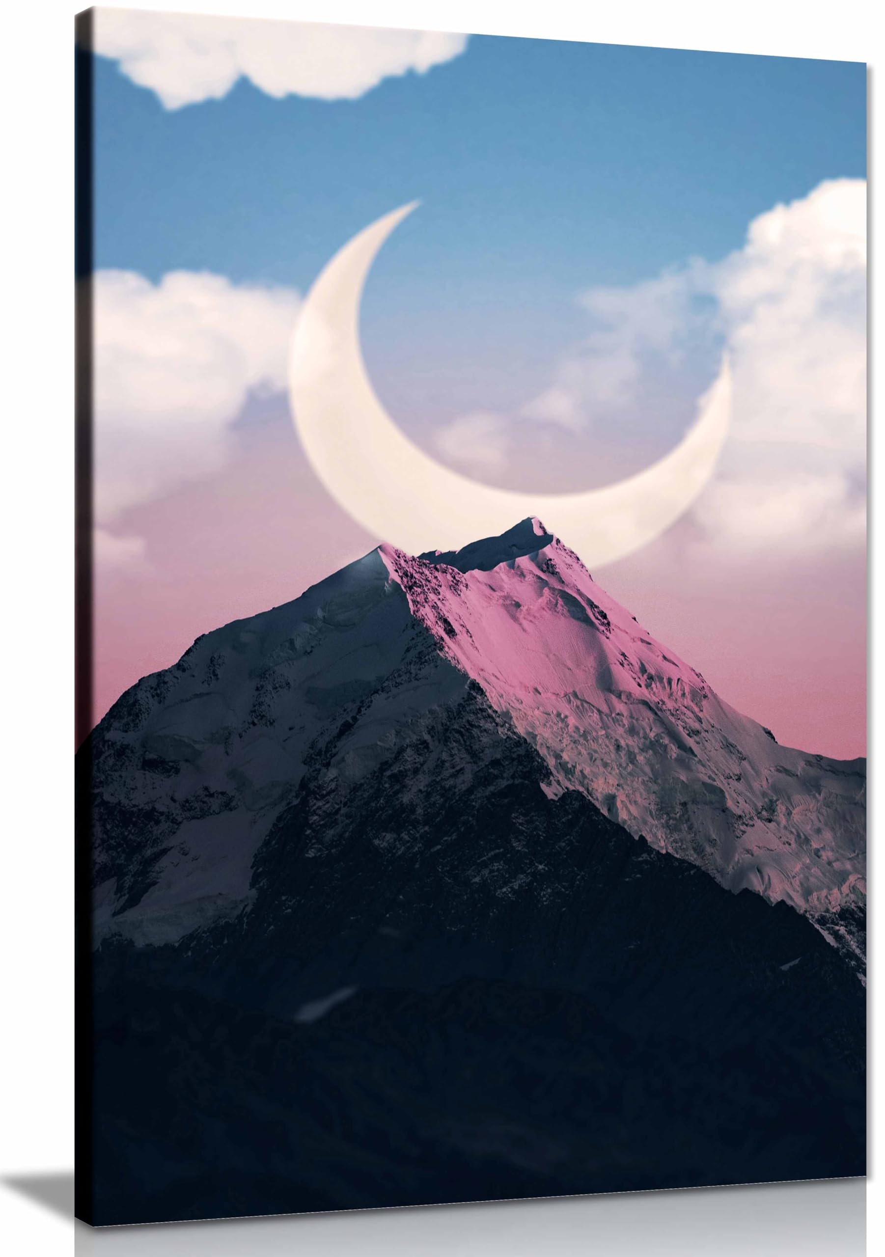 Moon Mount Framed Canvas Print, Pictures for Home Walls, Bedroom, Living Room & Bathroom Decor 61x41cm (24x16in)