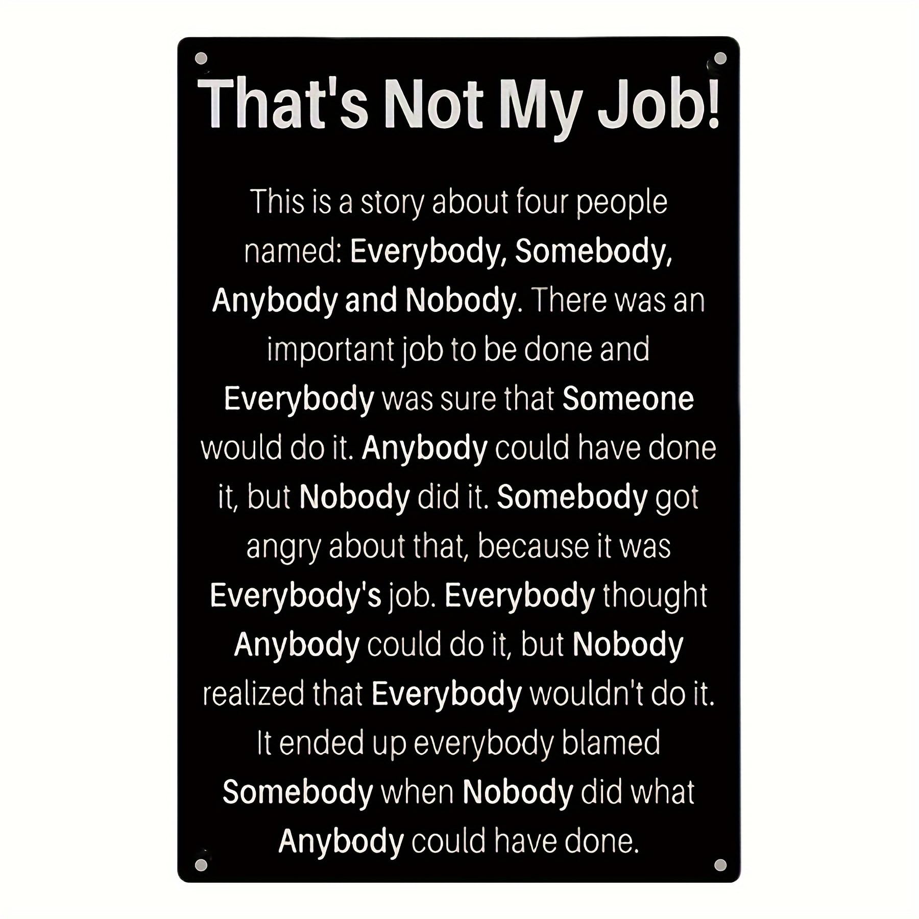 Thats Not My Job Aluminium Metal Tin Sign Plaque Poster Bar Pub Wall Are Decor New Metal Tin Sign 8X12 Inch