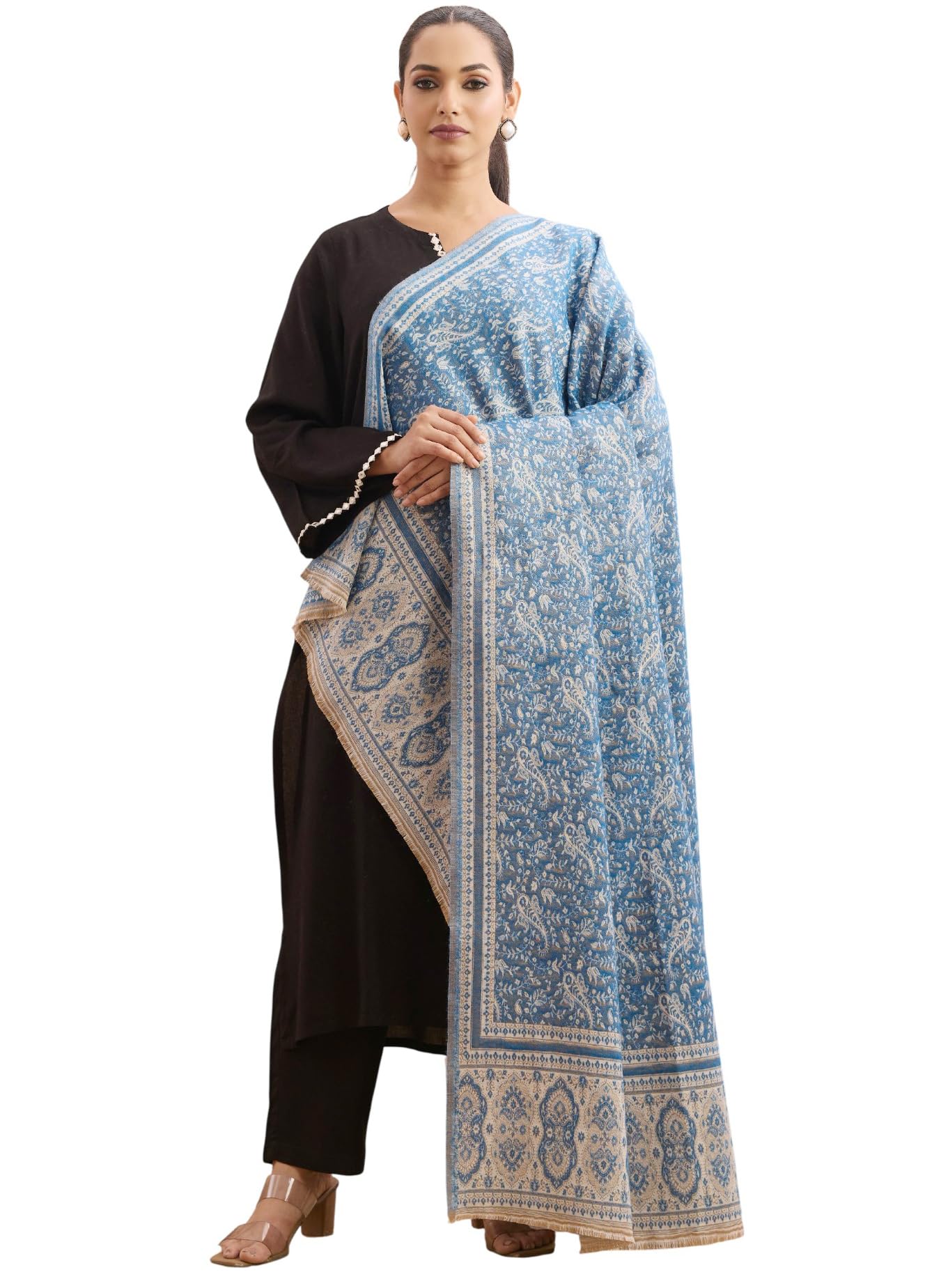 weavers villa Women's Premium Acrylic Paisley Shawl, 100cm x 200cm-picture-6