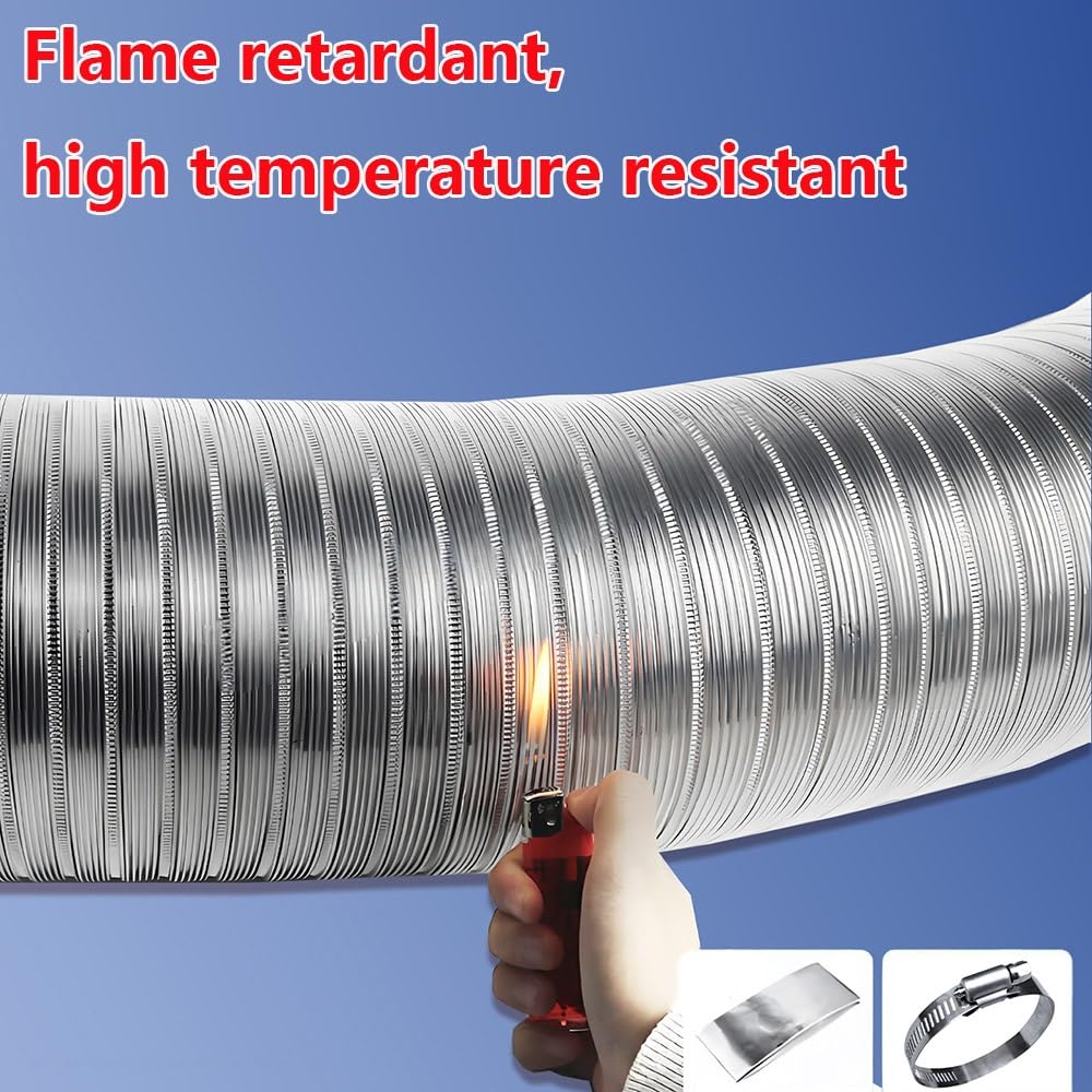 Manguera De Aire Aluminio Secadora Ø 150 160 180 200mm Tubo De Ventilación Flexible, Campana Extractora Conducto Climatización Ventilador(L 2m(6ft),Dia 300mm(12"))