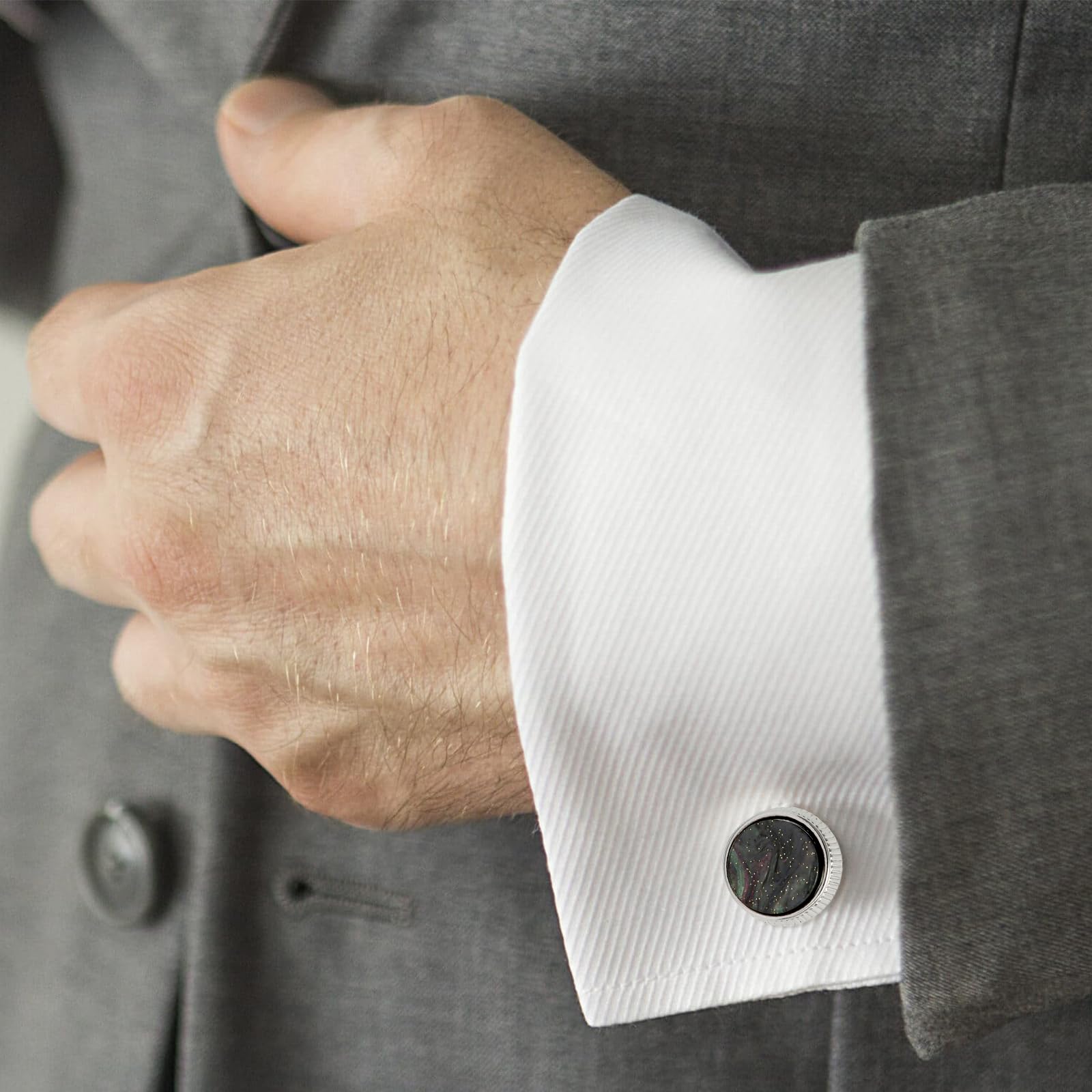 Spinki do mankietów dla mężczyzn, 1 para spinki do mankietów retro eleganckie spinki do mankietów srebrna zielona klasyczna koszula akcesoria ślubne konferencje biznesowe męskie spinki do mankietów