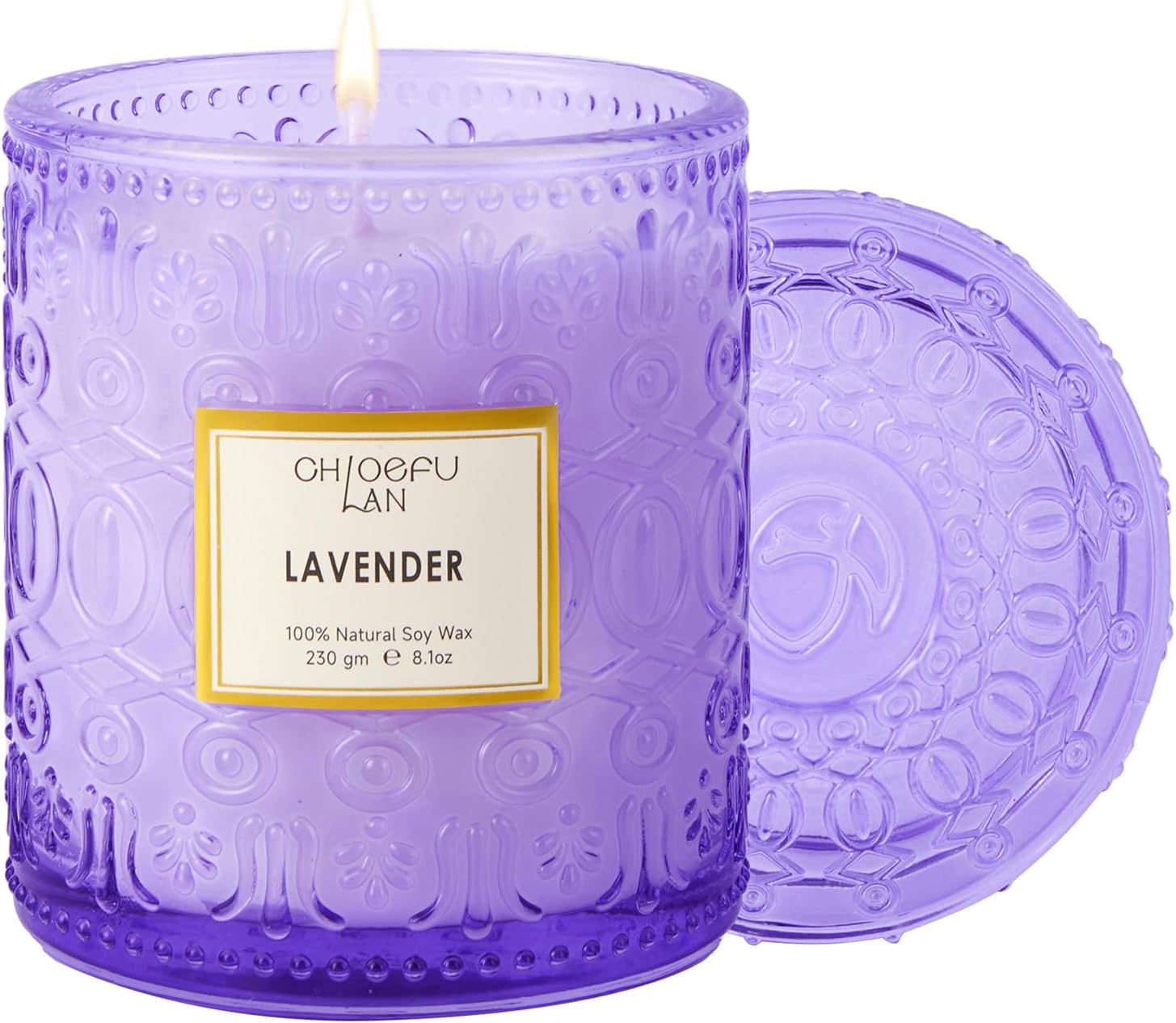 Chloefu LAN Lavender Candle, Candles for Women, Purple Candles, Scented Candle Gift, Nature Soy Wax, Home Decor, Mother Gifts, 55 Hours Long Burning, 8.1 oz