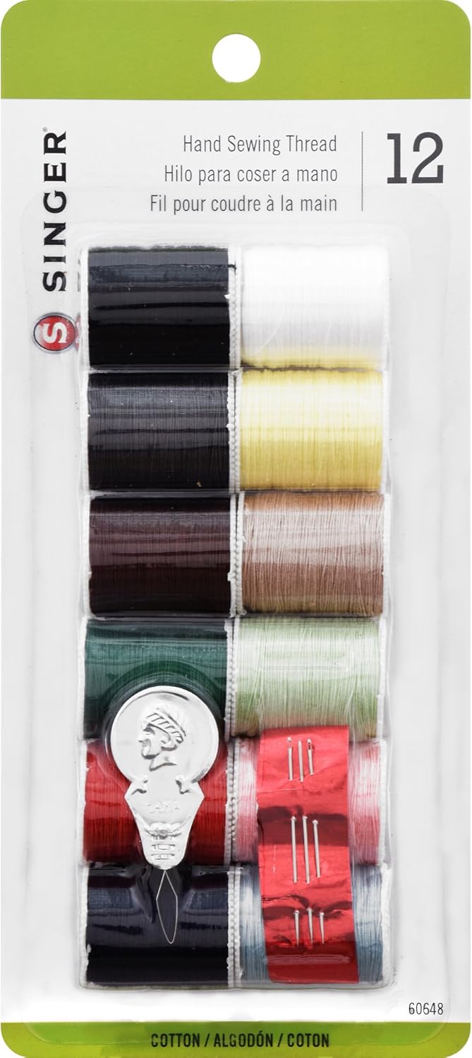 SINGER 60648 Mercerized Cotton Hand Sewing Thread, Assorted Colors, 12 Small Spools : Cotton Sewing Thread Hand Sewing : Arts, Crafts & Sewing