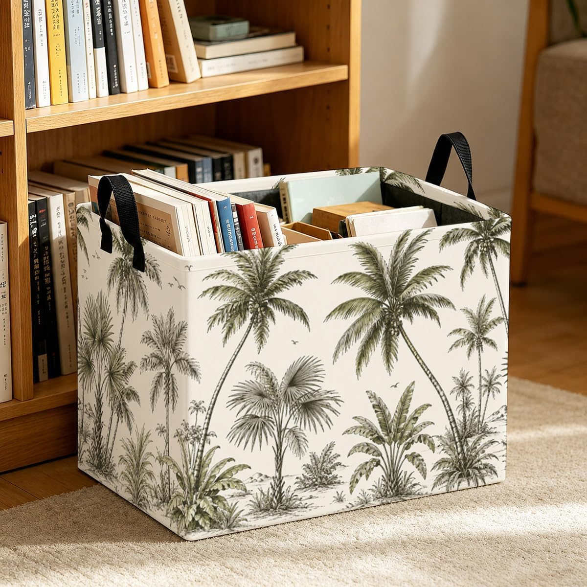 Palm Tree Storage Basket 56L, Tropical Laundry Hamper Gift Organizer image 2