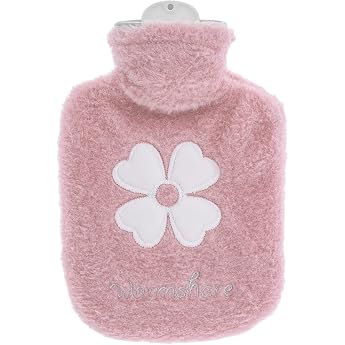 Thinp Hot Water Bottle with Cover 500 ml Hot Water Bottle Children's Hot Water Bottle Small Portable Leak-Proof Bed Bottle Fluffy Washable 2-in-1 Mini Hot Water Bottle for Children Adults Winter Days