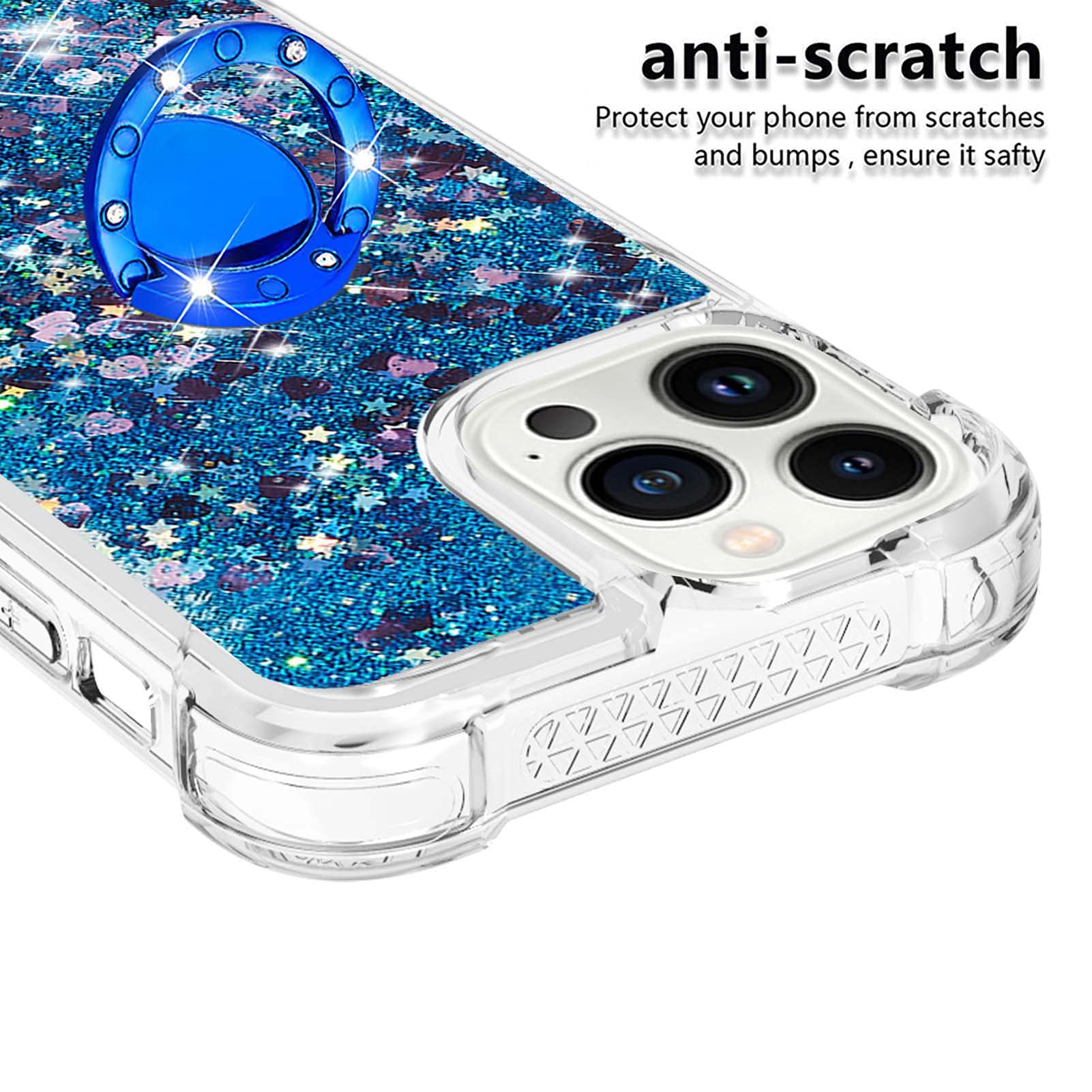 IMEIKONST Custodia Compatibile con iPhone 14 Max, Brillantini Glitter Colore Sabbie Mobili Cover Trasparente Rigida Silicone Bumper Case Custodie per iPhone 14 Max. Love Pink YBW