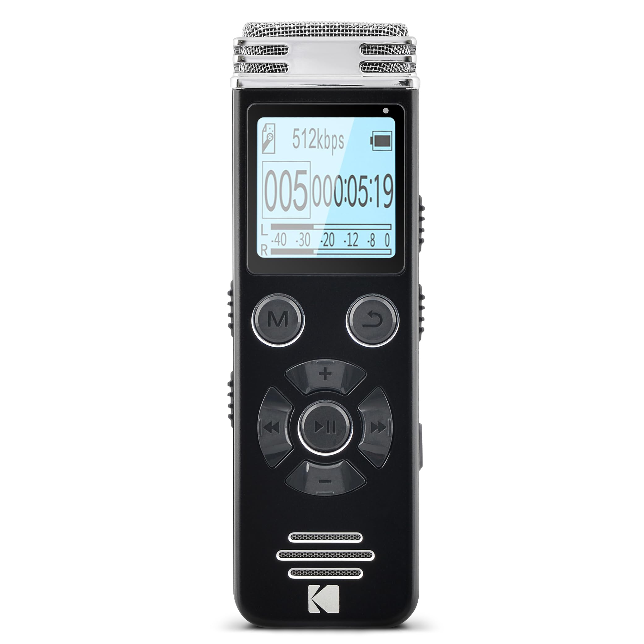 KODAK VRC450 - High-Intensity Voice Recorder, Mini Rechargeable Voice Recorder with Voice Control, Lithium Battery, MP3 Player, and Listening Device