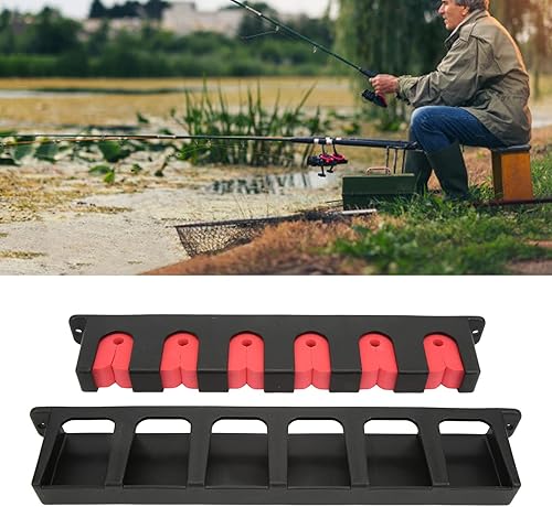 Miniatura 2 de Soporte horizontal para caña de pescar, montaje en la pared, material de PVC ABS, soporte de pared para el hogar