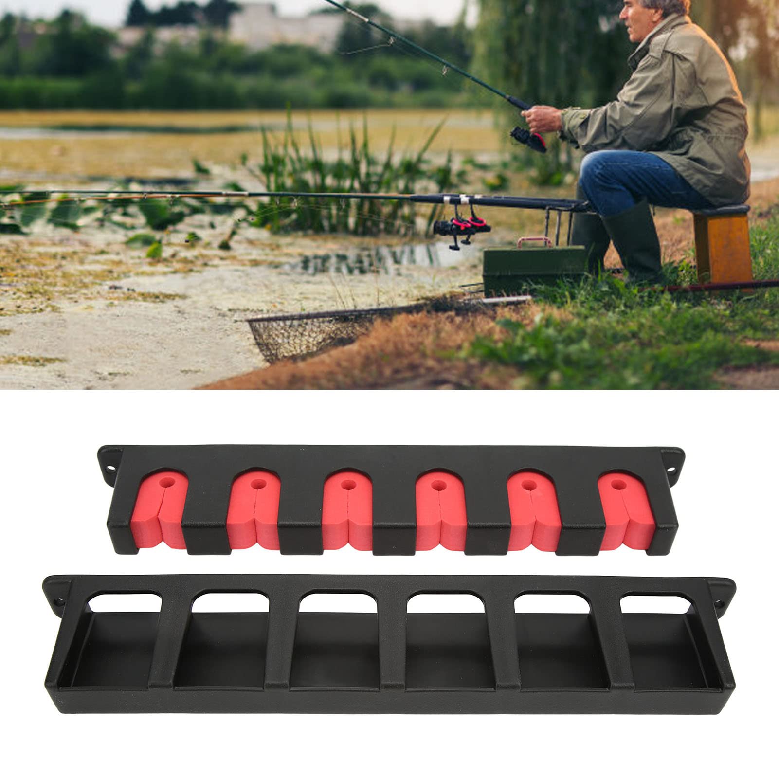 Horizontal Fishing Rod Holder, Wall Mounted ABS PVC Material Fishing Rod Rack Wall Mount for Household