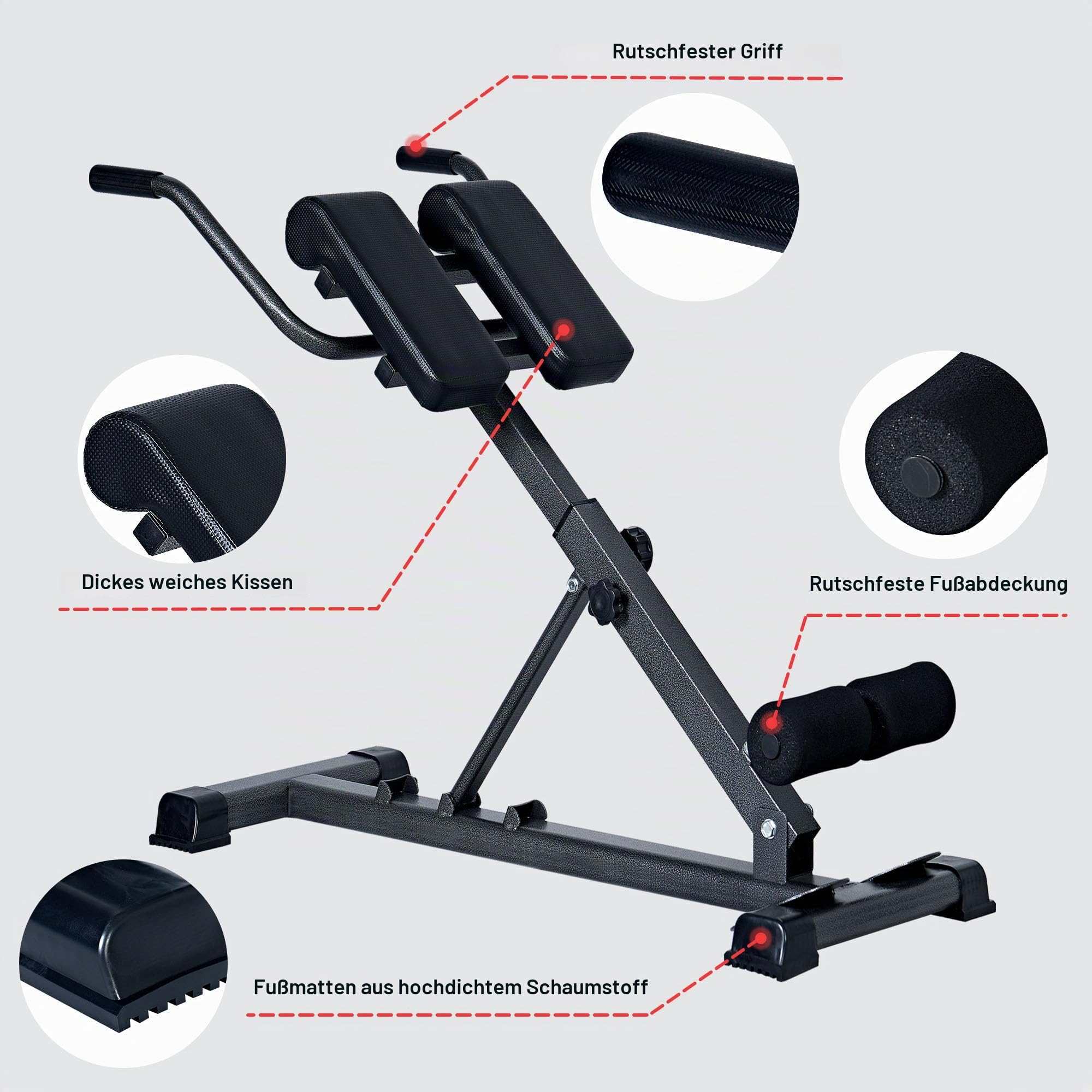 SogesHome Hantelbank Roman Chair Rückentrainer Klappbar Multifunktion Training Fitness Bank Bauchtrainer Hantelbänke Fitness Krafttraining Verstellhöhe
