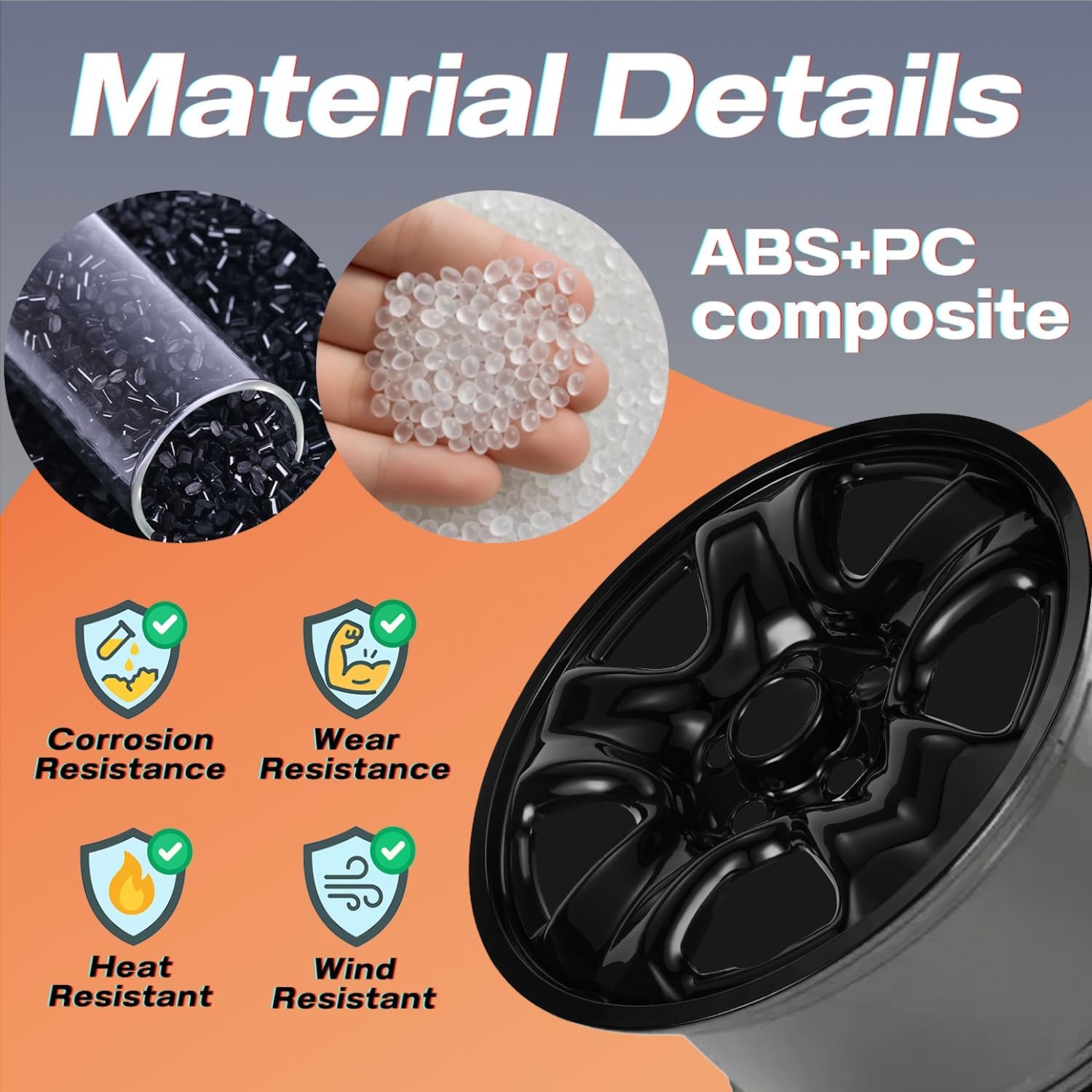 16 Inch Wheel Skins Compatible with 2012-2016 Honda CR-V Factory Steel Wheels, Snap-On Wheel Covers, Durable ABS Replacement Hubcaps Set of 4 (Black)