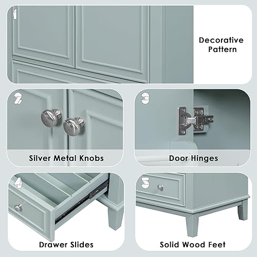 Miniatura 6 de Harper & Bright Designs Tocador de baño de 30 pulgadas con fregadero, juego de tocador de lavabo individual con 2 puertas y cajón, armario de baño