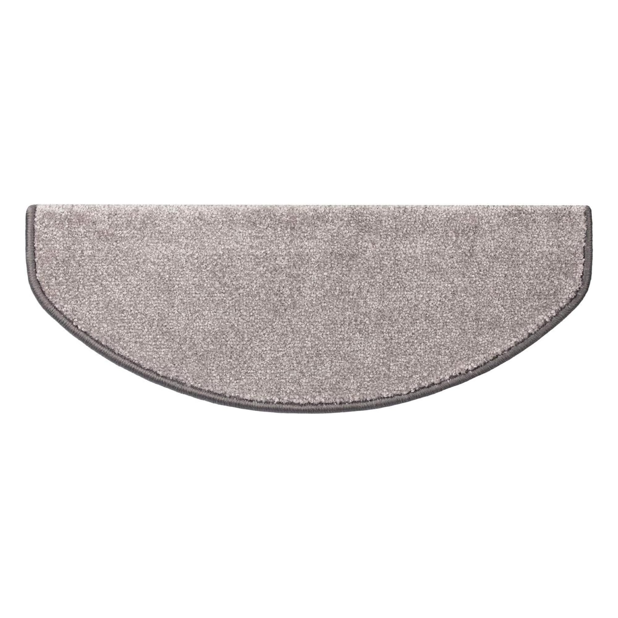 CASA PURA Indoor Stair Mats 1 pcs Self-Adhesive Non-Slip Carpet with Soft Pile - Semicircular Silver 65 x 23.5 x 1.3 cm (Sundae)