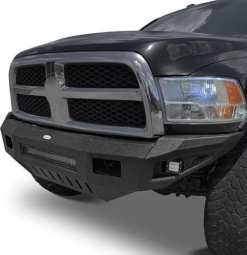 Miniatura 3 de u-Box 2017 Ram 2500 Parachoques delantero de ancho completo para todo terreno de acero con placa antideslizante y barra de luz LED de 120W