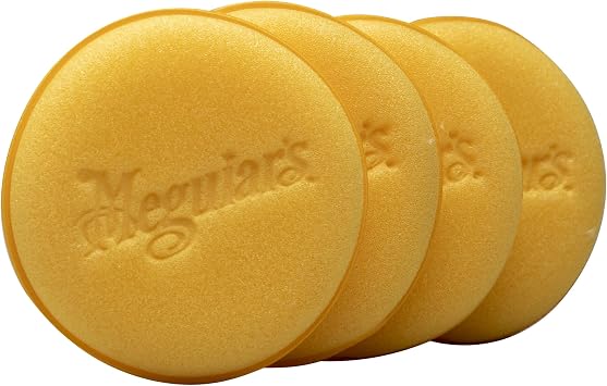 Meguiars 4" Foam Applicator Pads, 4 Count - Ultra-Soft Hand Applicators with a Tight-Cell Foam Construction for a Smooth Application of Waxes, Polishes, Tire Dressing, Protectants and More, 4 Pack