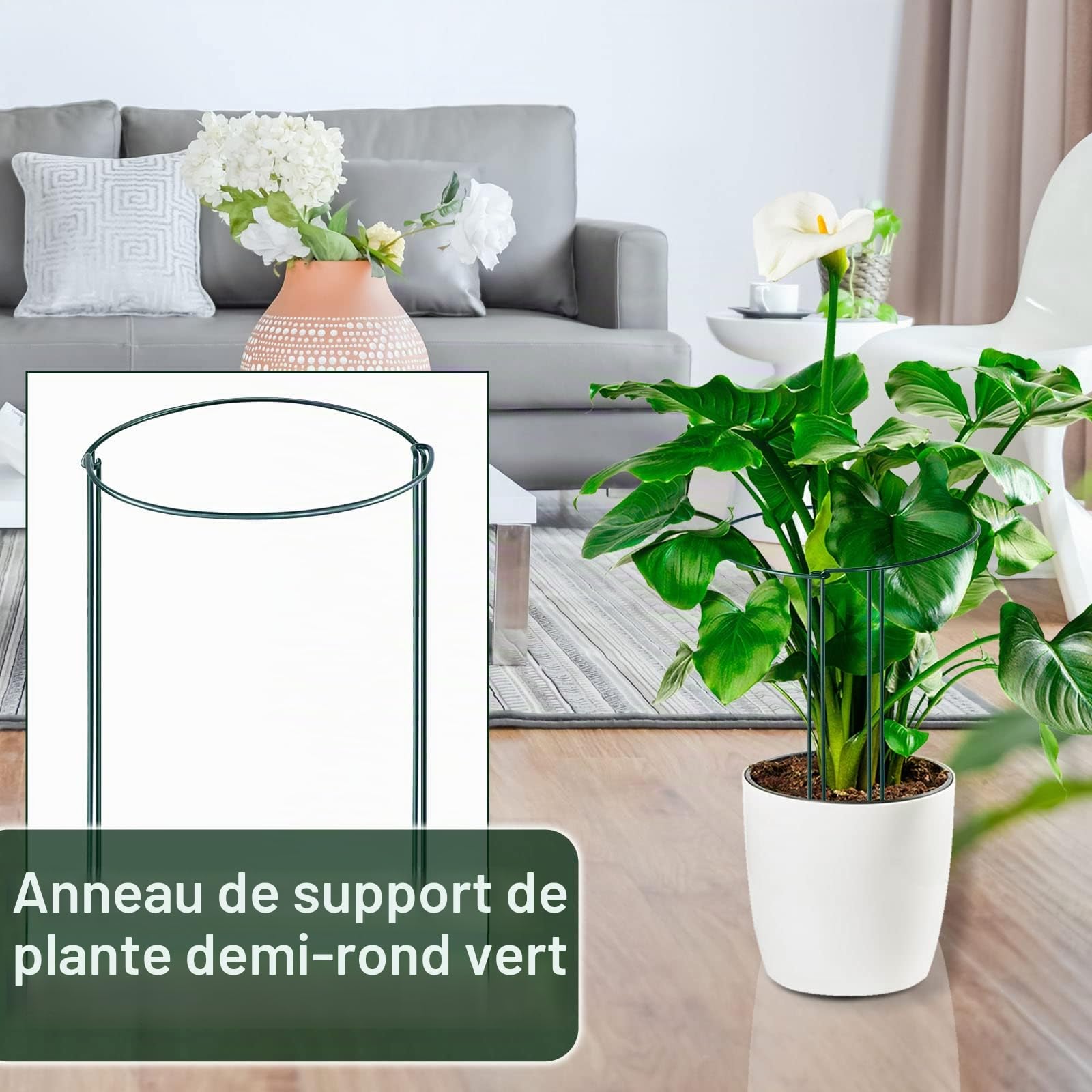 12 Pièces Grands Tuteurs Semi-Circulaires 25x60cm - Support pour Plantes, Pivoine, Intérieur - Anneau de Soutien pour Hortensias, Pivoines, Vivaces, Légumes
